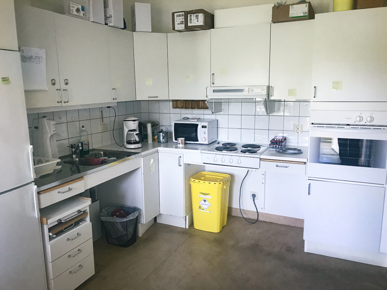 Sjuksköterskorna använde ett kök som kontor och förvarade matlådor i samma kylskåp som läkemedel. Bild: Elzana Odzakovic